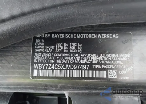 2018 BMW I3 94Ah W/Range Extender from USA, damaged, VIN WBY7Z4C5XJVD97497